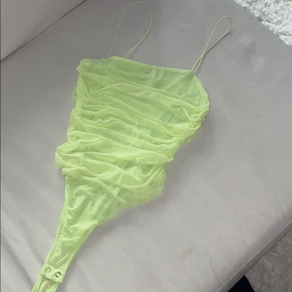 Adorable Green ruched bodysuit